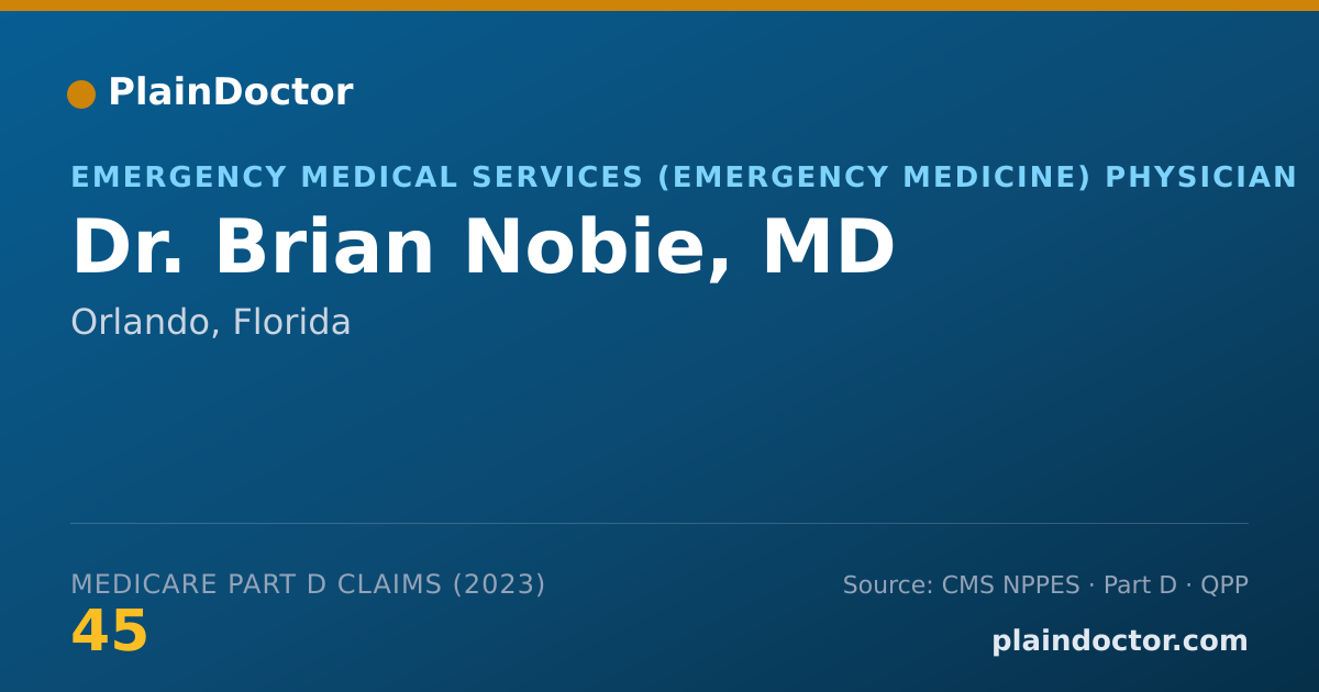 Shareable card for Brian Nobie, MD - Emergency Medical Services (Emergency Medicine) Physician, Orlando, FL