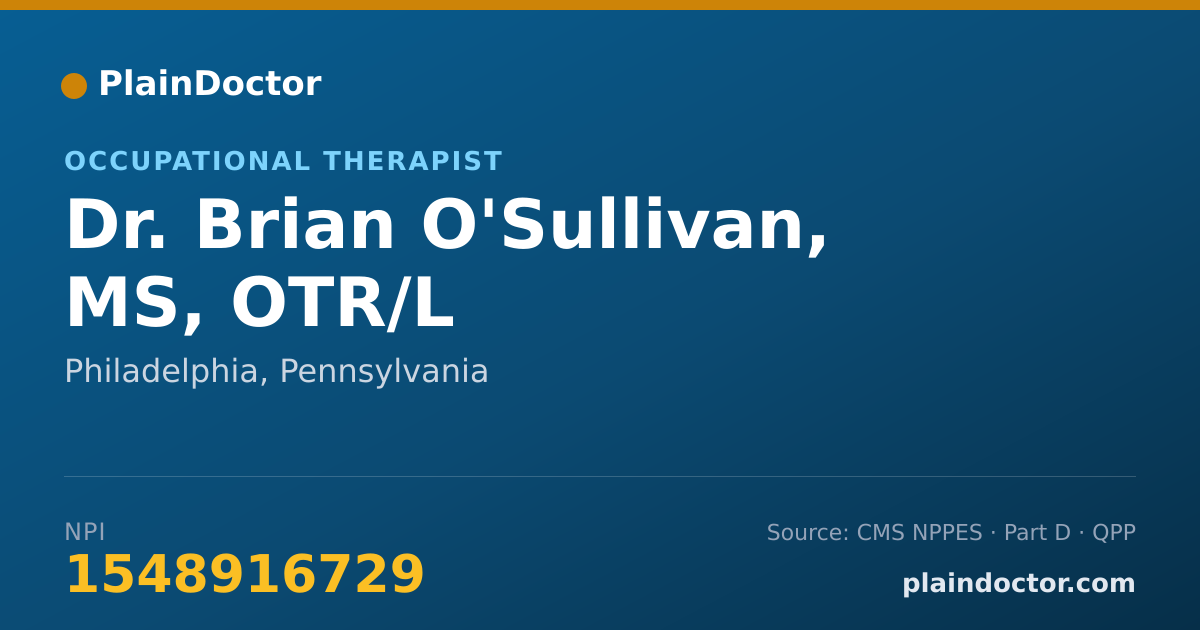 Shareable card for Brian O'Sullivan, MS, OTR/L - Occupational Therapist, Philadelphia, PA
