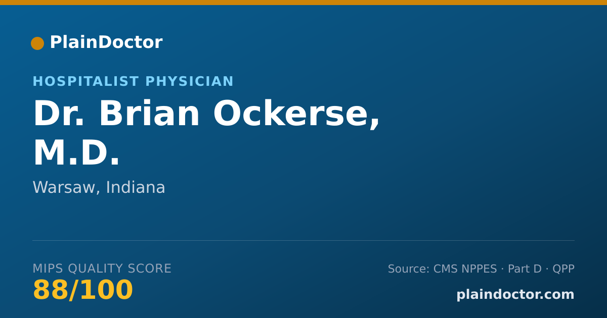 Shareable card for Brian Ockerse, M.D. - Hospitalist Physician, Warsaw, IN