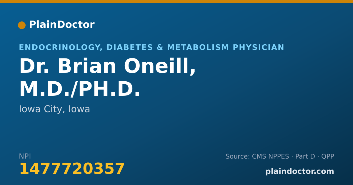 Shareable card for Brian Oneill, M.D./PH.D. - Endocrinology, Diabetes & Metabolism Physician, Iowa City, IA