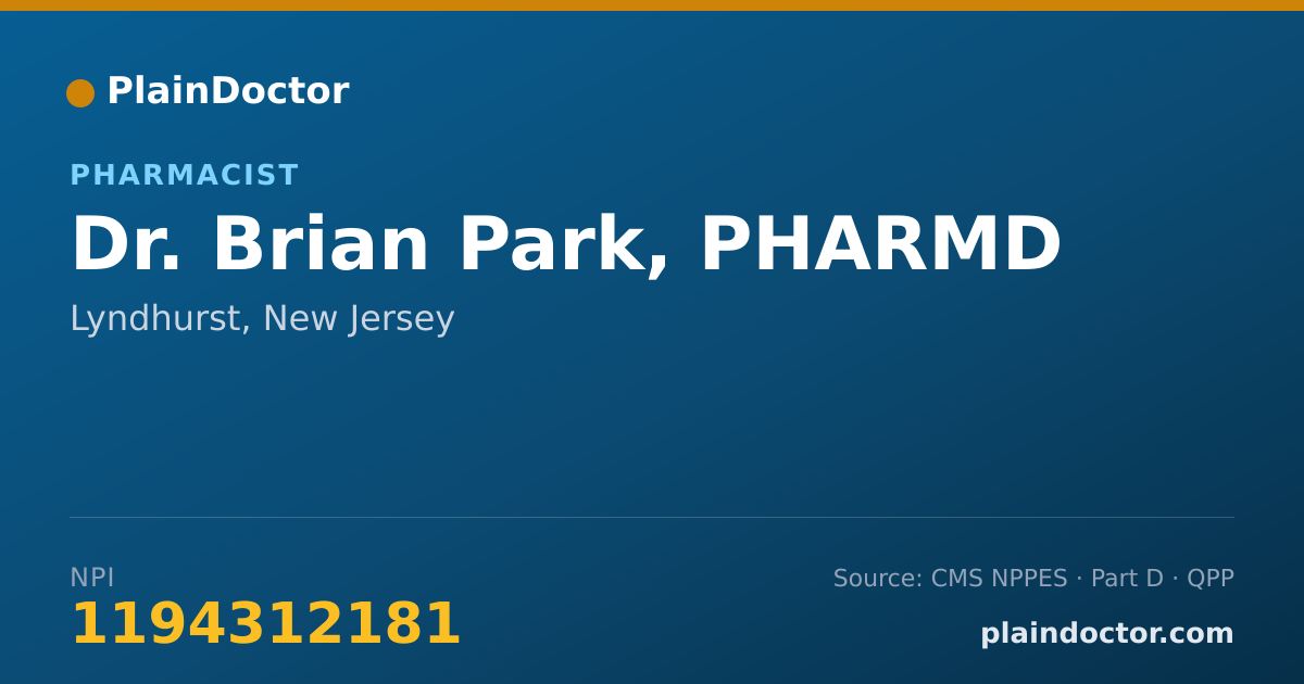 Shareable card for Brian Park, PHARMD - Pharmacist, Lyndhurst, NJ