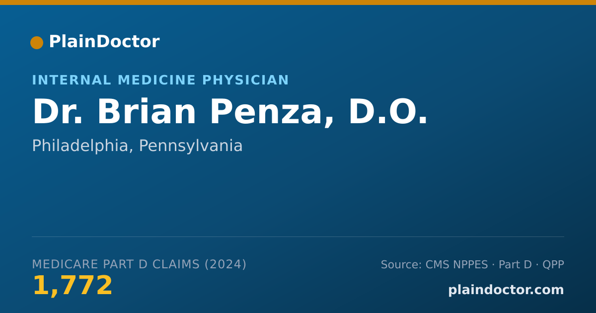 Shareable card for Brian Penza, D.O. - Internal Medicine Physician, Philadelphia, PA