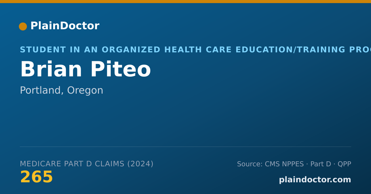 Shareable card for Brian Piteo - Student in an Organized Health Care Education/Training Program, Portland, OR
