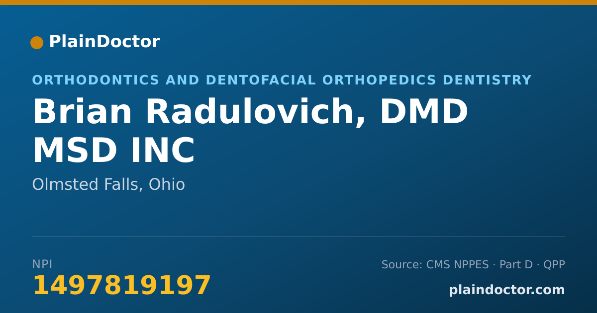 Shareable card for Brian Radulovich, DMD MSD INC - Orthodontics and Dentofacial Orthopedics Dentistry, Olmsted Falls, OH