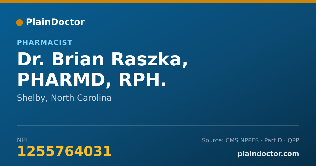 Shareable card for Brian Raszka, PHARMD, RPH. - Pharmacist, Shelby, NC