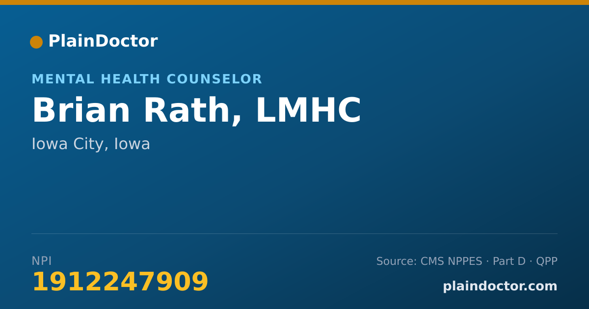 Shareable card for Brian Rath, LMHC - Mental Health Counselor, Iowa City, IA
