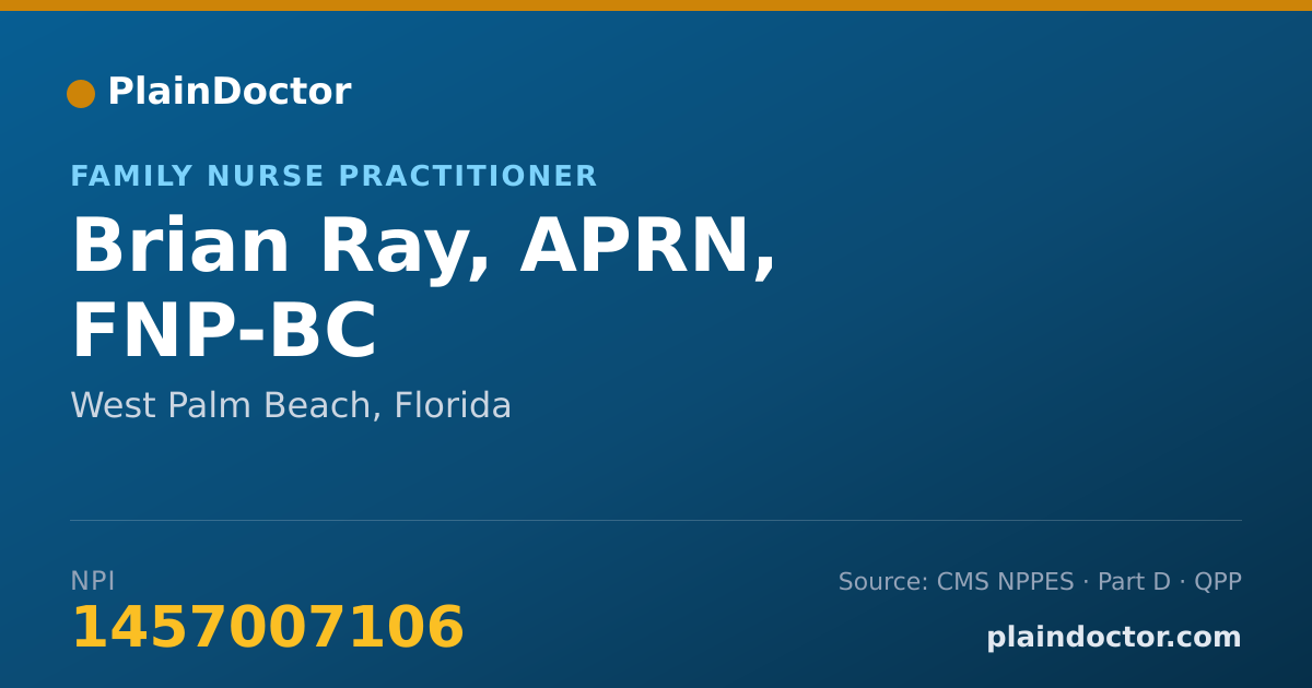 Shareable card for Brian Ray, APRN, FNP-BC - Family Nurse Practitioner, West Palm Beach, FL