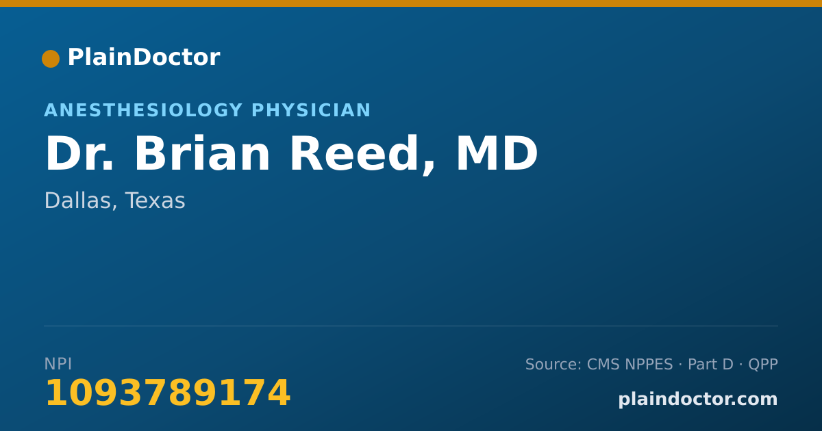 Shareable card for Brian Reed, MD - Anesthesiology Physician, Dallas, TX