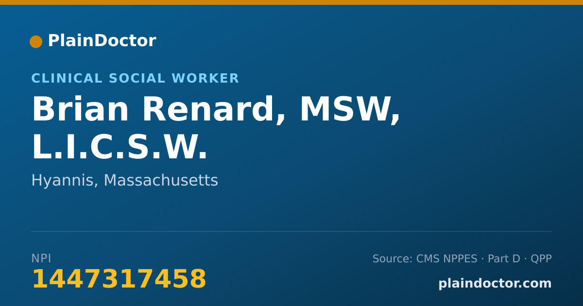 Shareable card for Brian Renard, MSW,  L.I.C.S.W. - Clinical Social Worker, Hyannis, MA