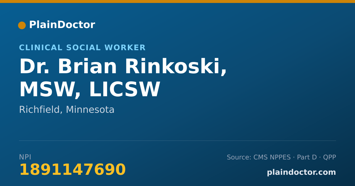 Shareable card for Brian Rinkoski, MSW, LICSW - Clinical Social Worker, Richfield, MN