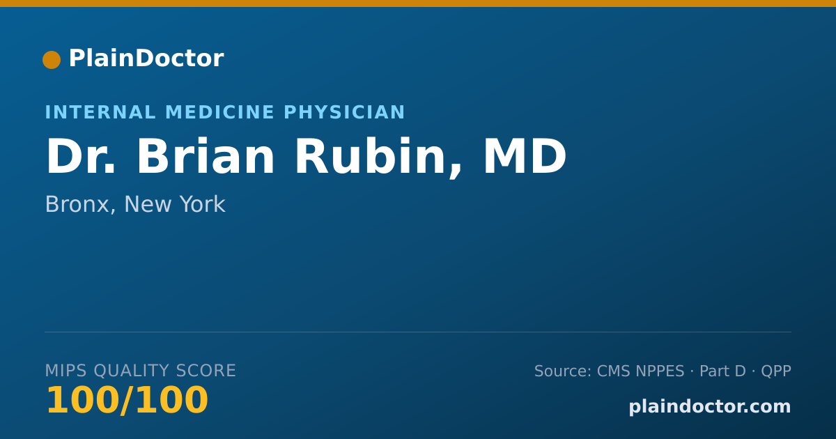 Shareable card for Brian Rubin, MD - Internal Medicine Physician, Bronx, NY