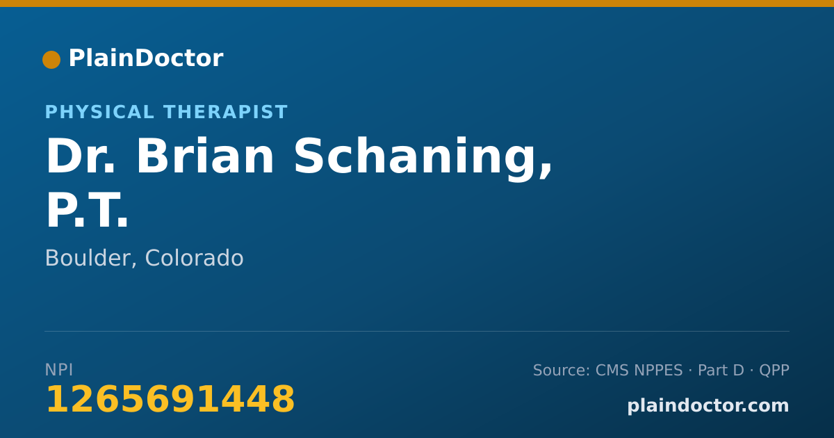 Shareable card for Brian Schaning, P.T. - Physical Therapist, Boulder, CO