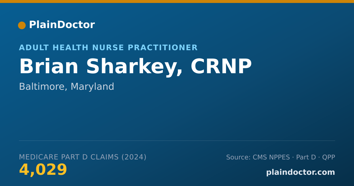Shareable card for Brian Sharkey, CRNP - Adult Health Nurse Practitioner, Baltimore, MD