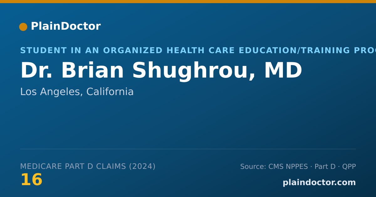 Shareable card for Brian Shughrou, MD - Student in an Organized Health Care Education/Training Program, Los Angeles, CA