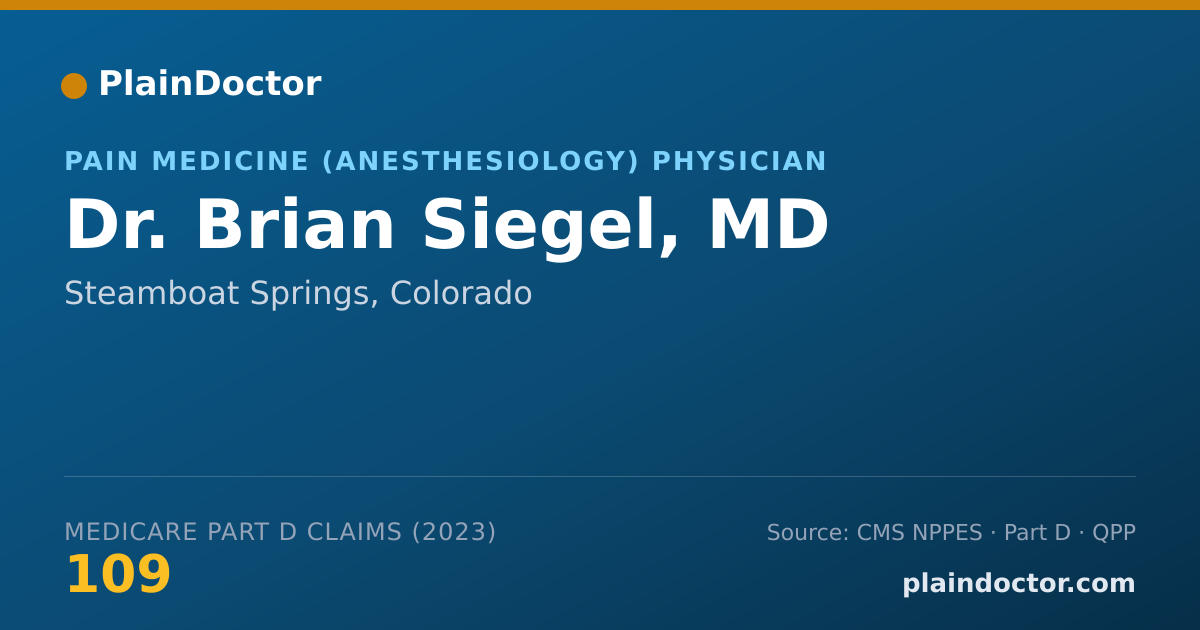 Shareable card for Brian Siegel, MD - Pain Medicine (Anesthesiology) Physician, Steamboat Springs, CO