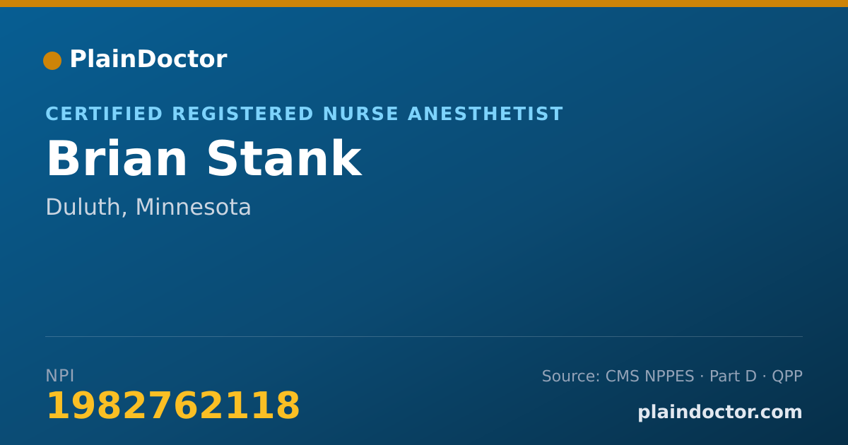 Shareable card for Brian Stank - Certified Registered Nurse Anesthetist, Duluth, MN