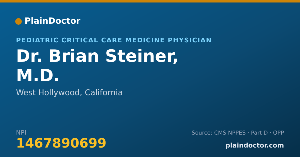 Shareable card for Brian Steiner, M.D. - Pediatric Critical Care Medicine Physician, West Hollywood, CA