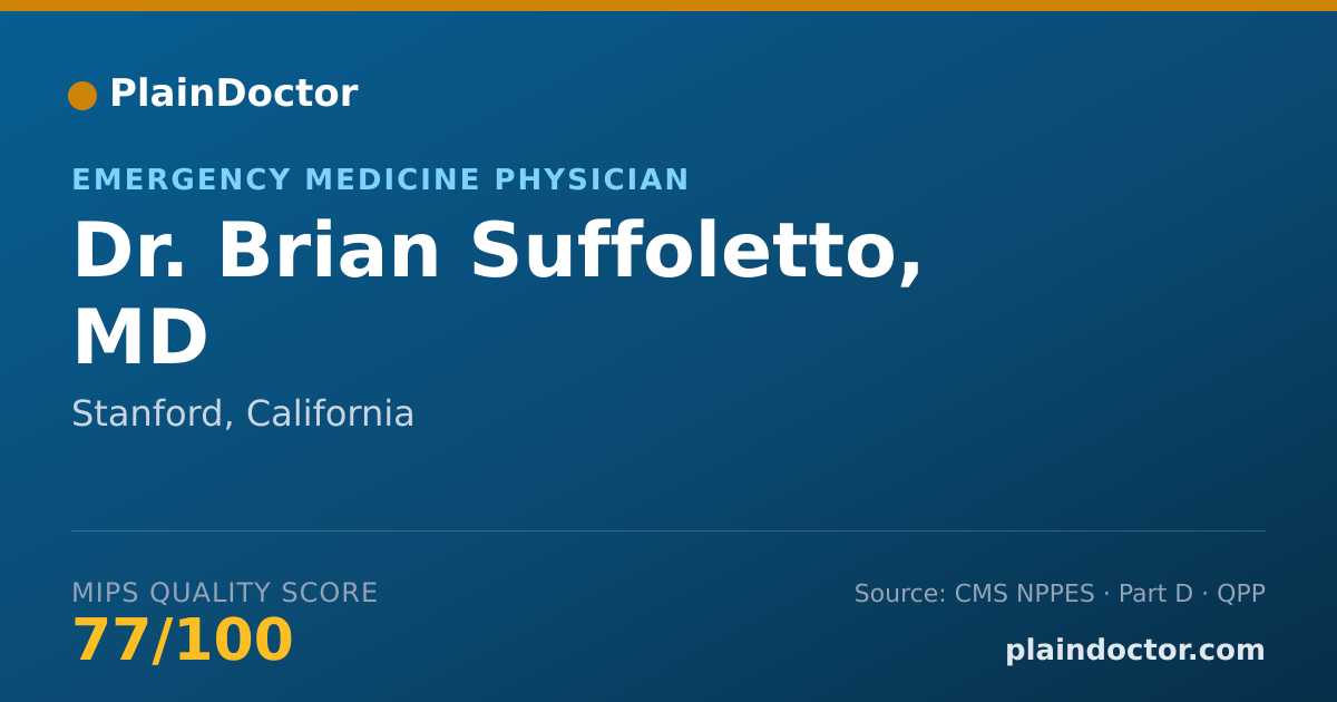 Shareable card for Brian Suffoletto, MD - Emergency Medicine Physician, Stanford, CA