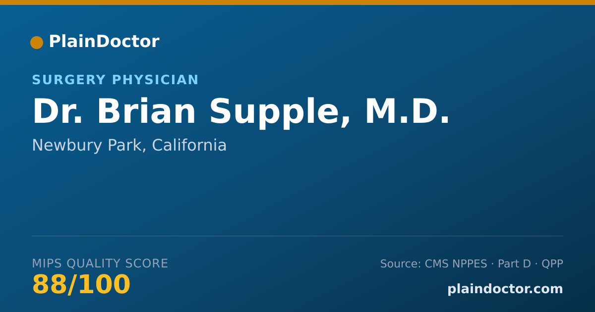 Shareable card for Brian Supple, M.D. - Surgery Physician, Newbury Park, CA