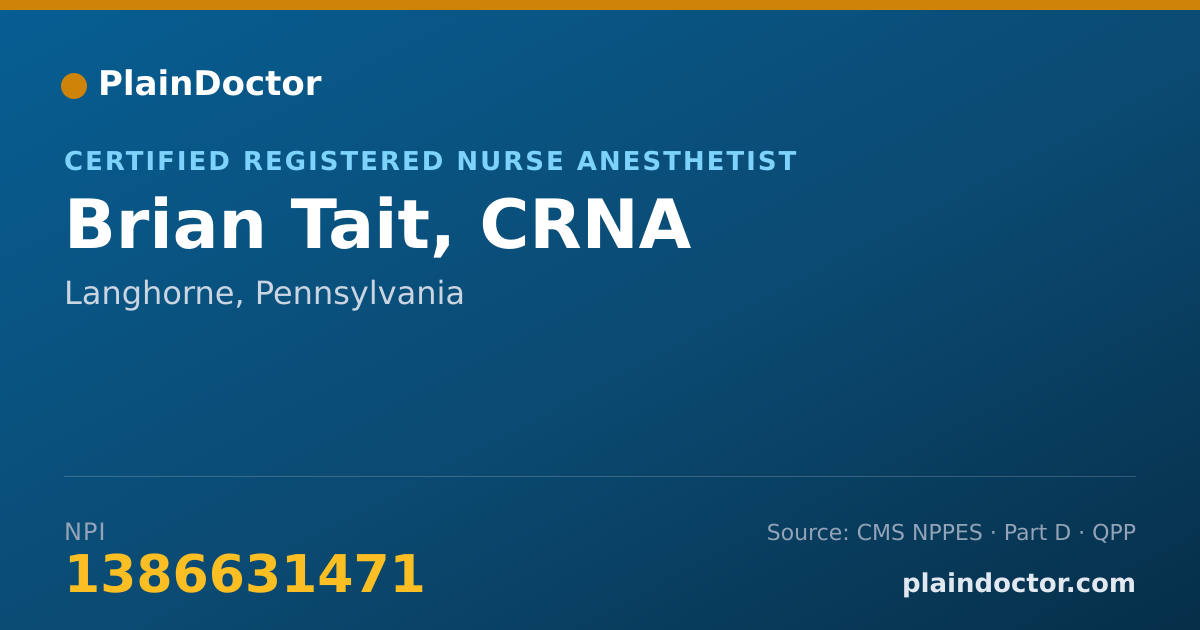 Shareable card for Brian Tait, CRNA - Certified Registered Nurse Anesthetist, Langhorne, PA
