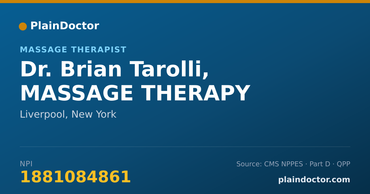 Shareable card for Brian Tarolli, MASSAGE THERAPY - Massage Therapist, Liverpool, NY