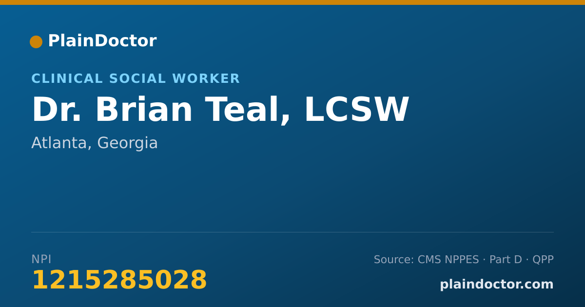 Shareable card for Brian Teal, LCSW - Clinical Social Worker, Atlanta, GA