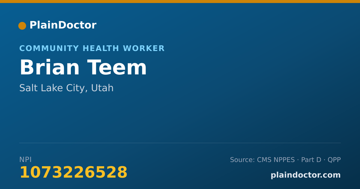 Shareable card for Brian Teem - Community Health Worker, Salt Lake City, UT