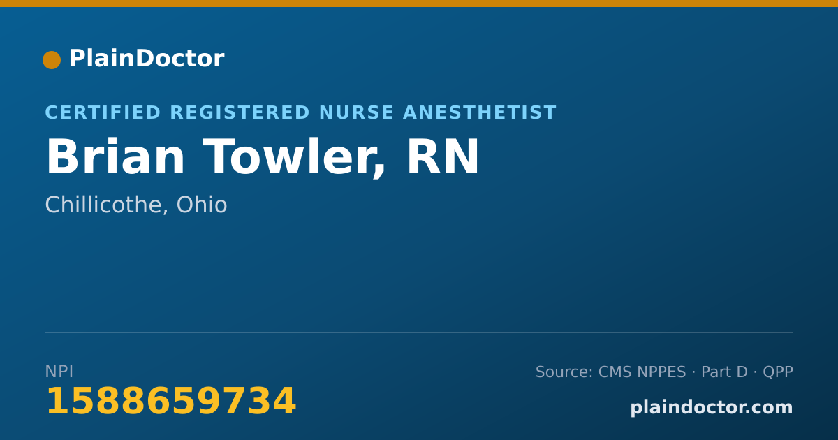 Shareable card for Brian Towler, RN - Certified Registered Nurse Anesthetist, Chillicothe, OH