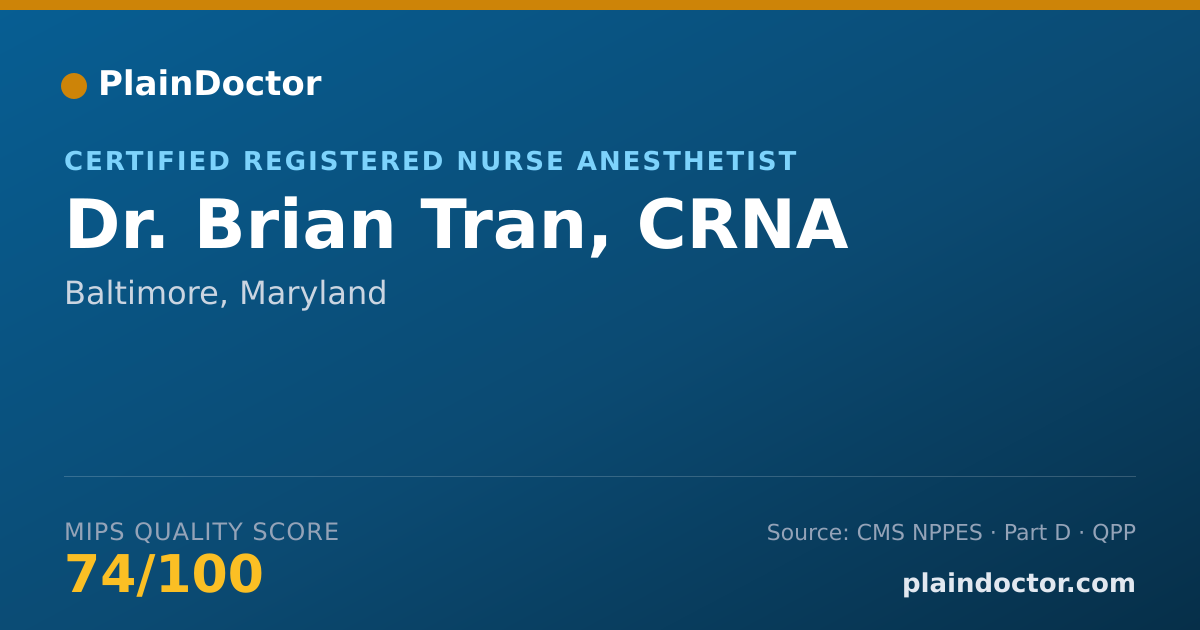 Shareable card for Brian Tran, CRNA - Certified Registered Nurse Anesthetist, Baltimore, MD