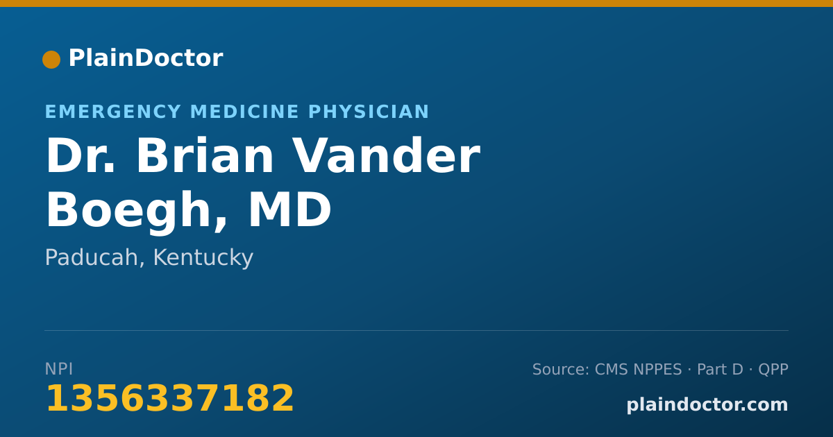 Shareable card for Brian Vander Boegh, MD - Emergency Medicine Physician, Paducah, KY