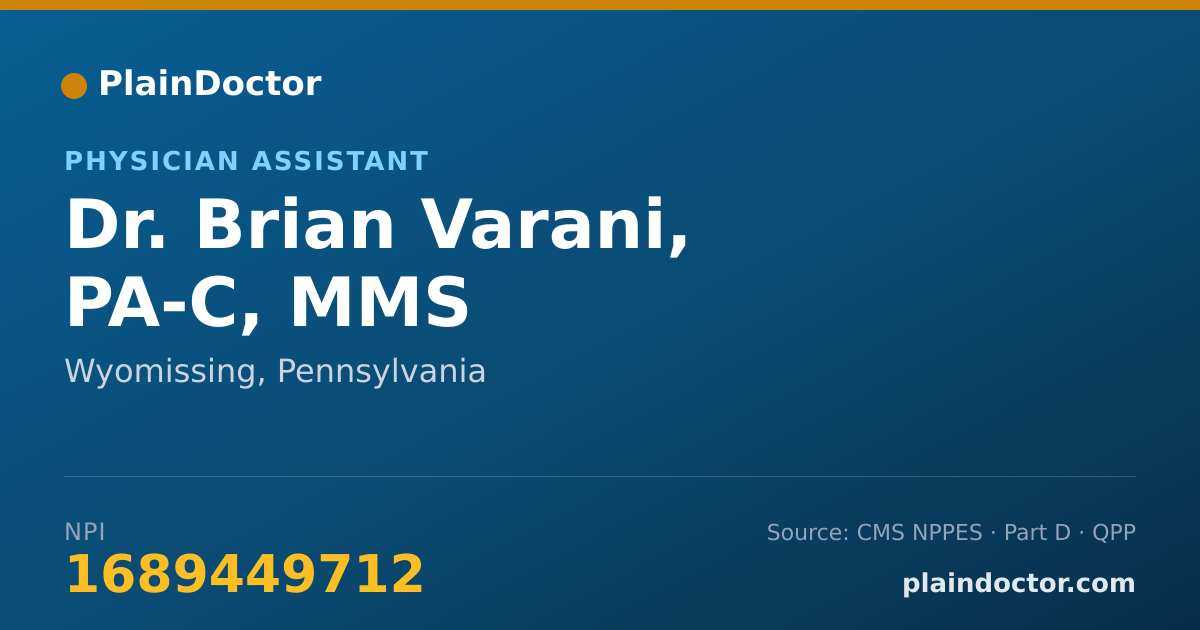 Shareable card for Brian Varani, PA-C, MMS - Physician Assistant, Wyomissing, PA