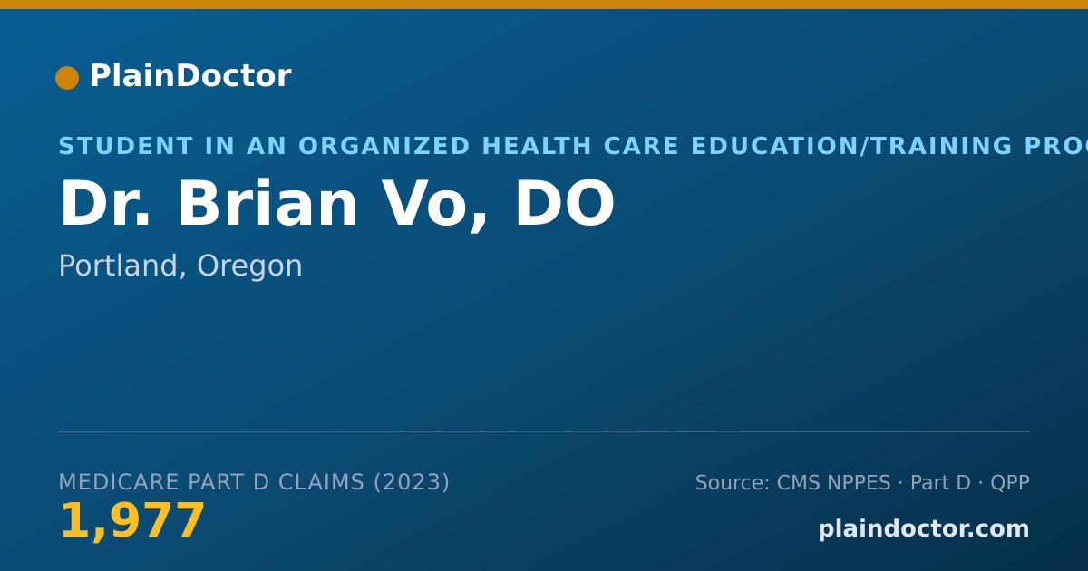 Shareable card for Brian Vo, DO - Student in an Organized Health Care Education/Training Program, Portland, OR