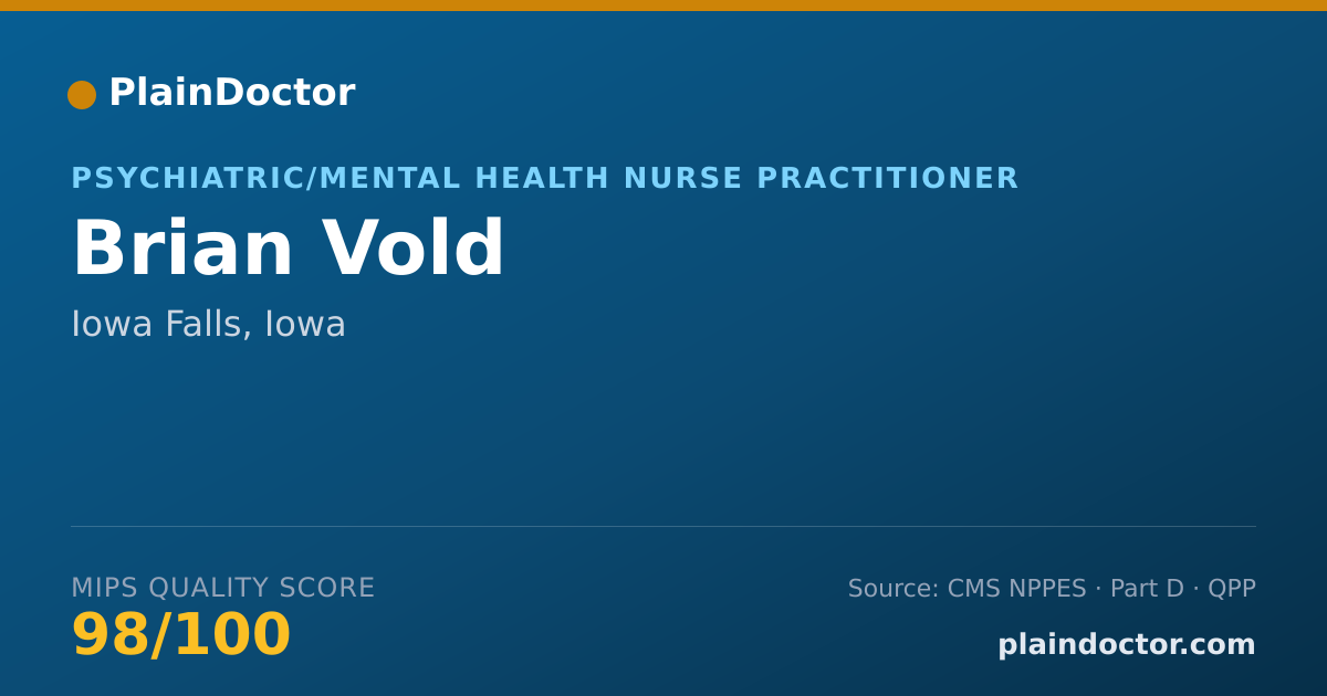 Shareable card for Brian Vold - Psychiatric/Mental Health Nurse Practitioner, Iowa Falls, IA