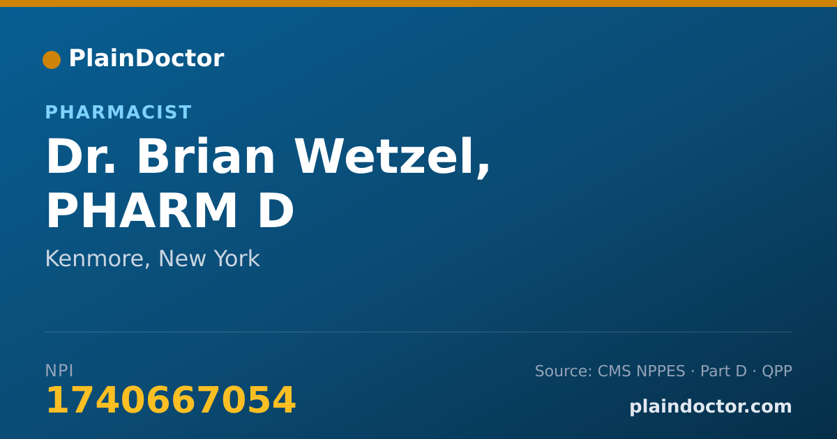 Shareable card for Brian Wetzel, PHARM D - Pharmacist, Kenmore, NY
