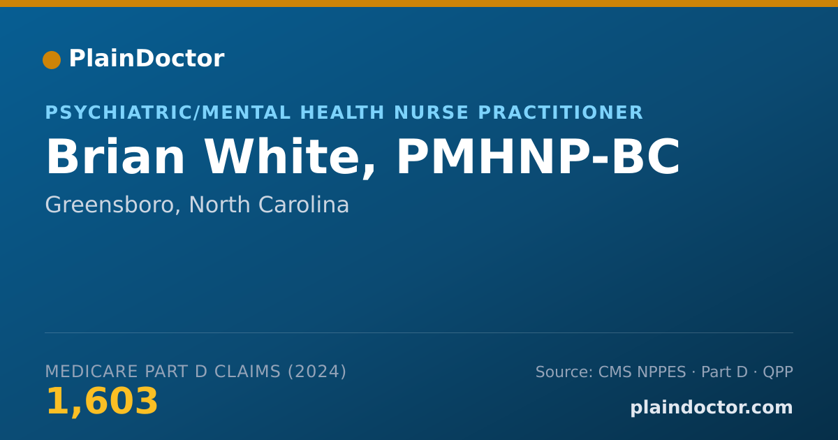 Shareable card for Brian White, PMHNP-BC - Psychiatric/Mental Health Nurse Practitioner, Greensboro, NC