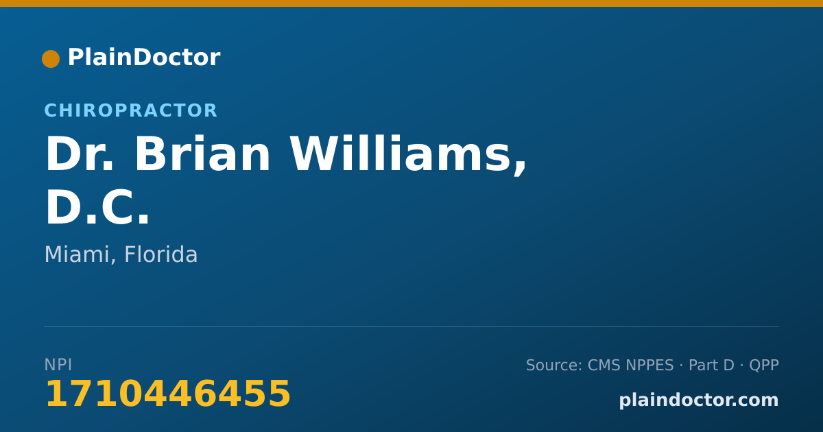 Shareable card for Brian Williams, D.C. - Chiropractor, Miami, FL