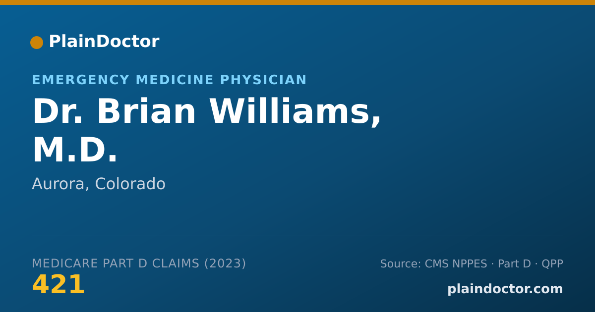 Shareable card for Brian Williams, M.D. - Emergency Medicine Physician, Aurora, CO