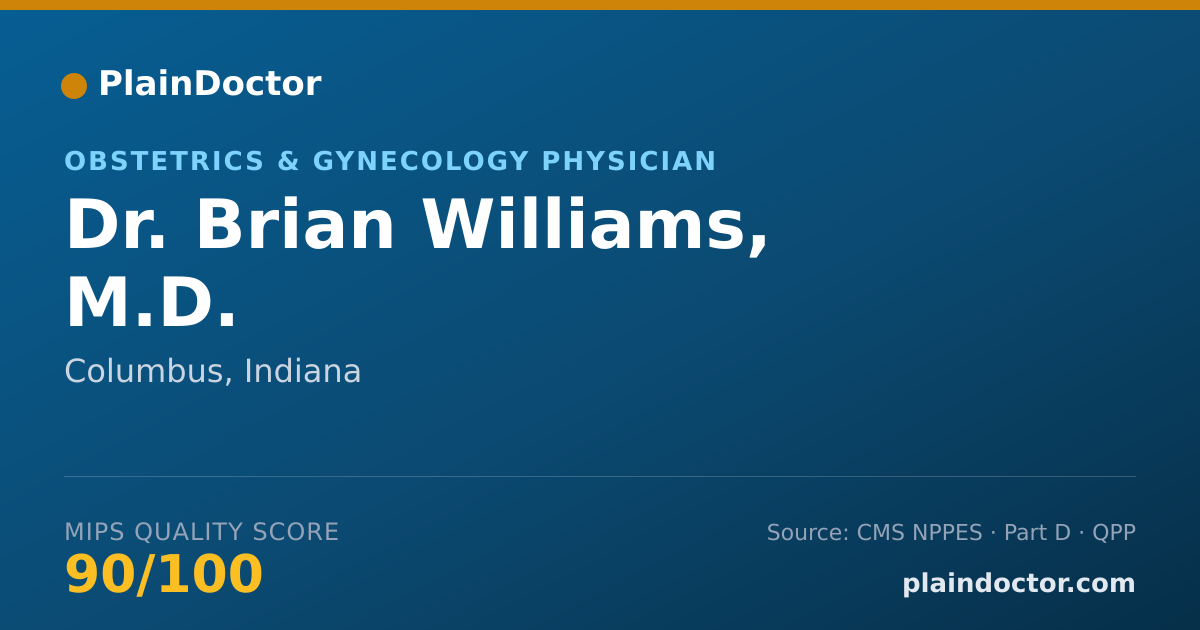Shareable card for Brian Williams, M.D. - Obstetrics & Gynecology Physician, Columbus, IN