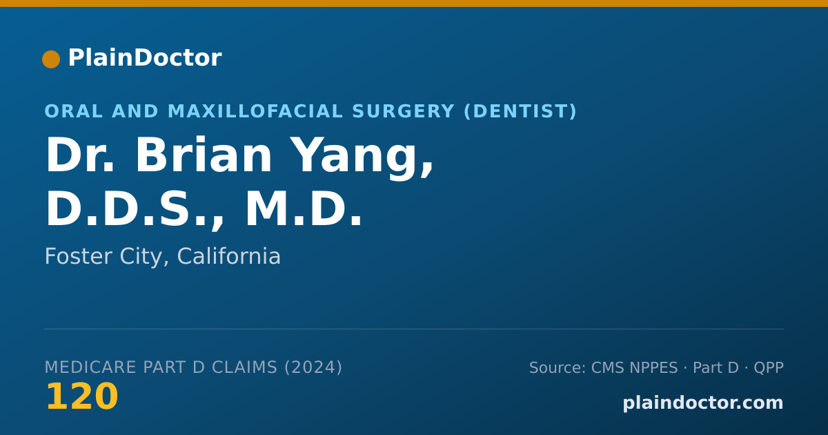 Shareable card for Brian Yang, D.D.S., M.D. - Oral and Maxillofacial Surgery (Dentist), Foster City, CA