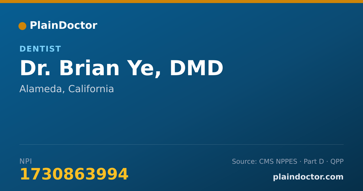 Shareable card for Brian Ye, DMD - Dentist, Alameda, CA