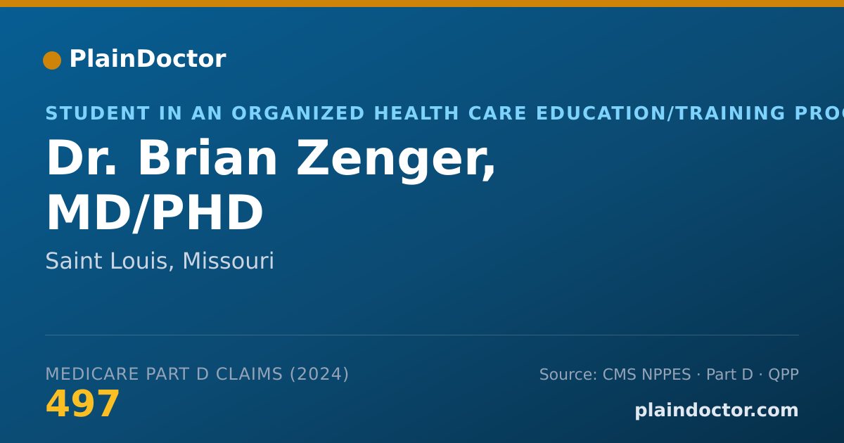 Shareable card for Brian Zenger, MD/PHD - Student in an Organized Health Care Education/Training Program, Saint Louis, MO