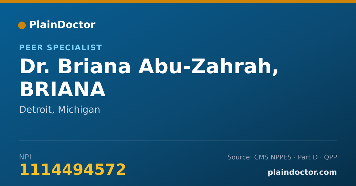 Shareable card for Briana Abu-Zahrah, BRIANA - Peer Specialist, Detroit, MI