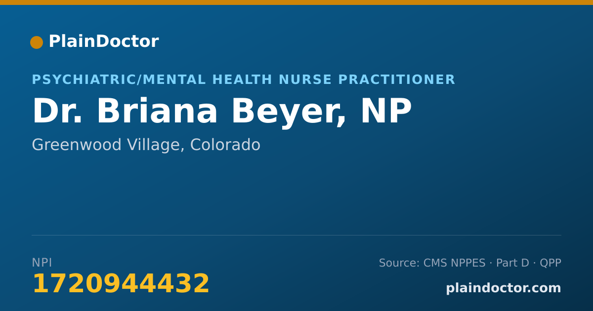 Shareable card for Briana Beyer, NP - Psychiatric/Mental Health Nurse Practitioner, Greenwood Village, CO