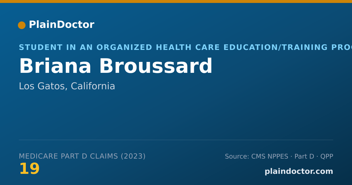 Shareable card for Briana Broussard - Student in an Organized Health Care Education/Training Program, Los Gatos, CA