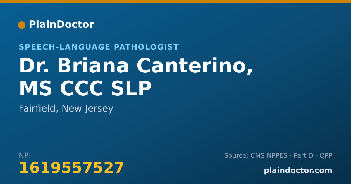 Shareable card for Briana Canterino, MS CCC SLP - Speech-Language Pathologist, Fairfield, NJ