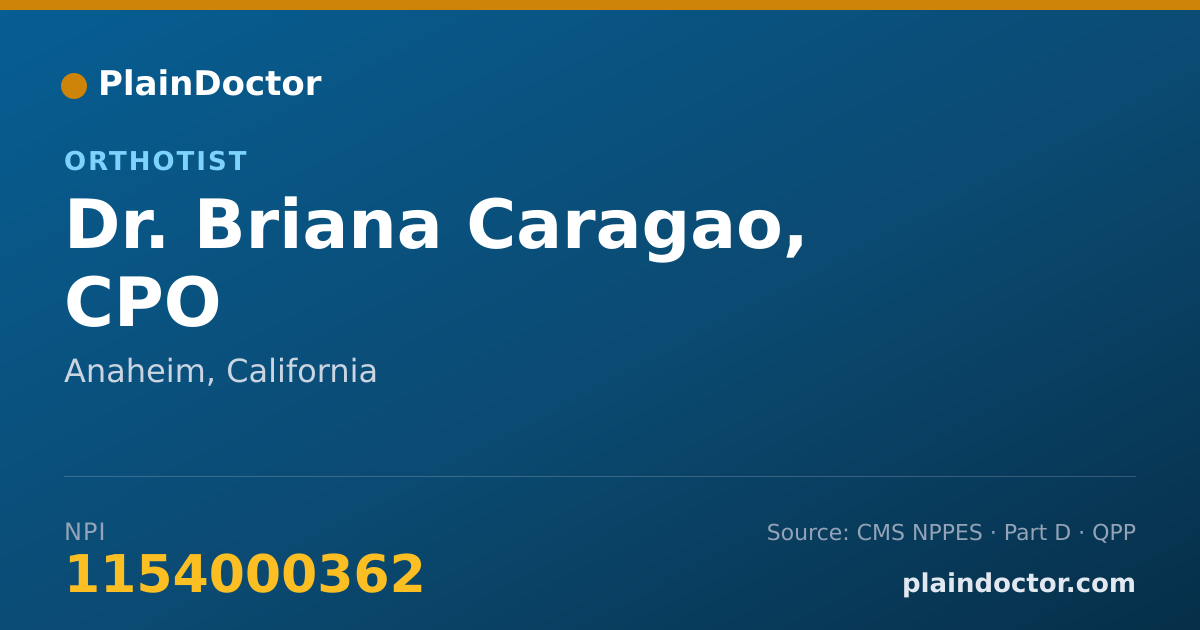 Shareable card for Briana Caragao, CPO - Orthotist, Anaheim, CA