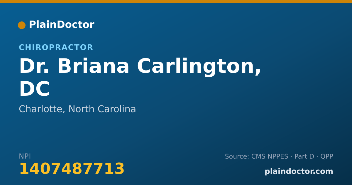 Shareable card for Briana Carlington, DC - Chiropractor, Charlotte, NC