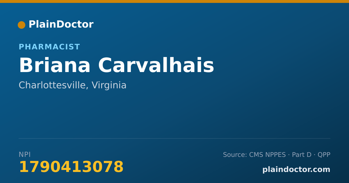 Shareable card for Briana Carvalhais - Pharmacist, Charlottesville, VA