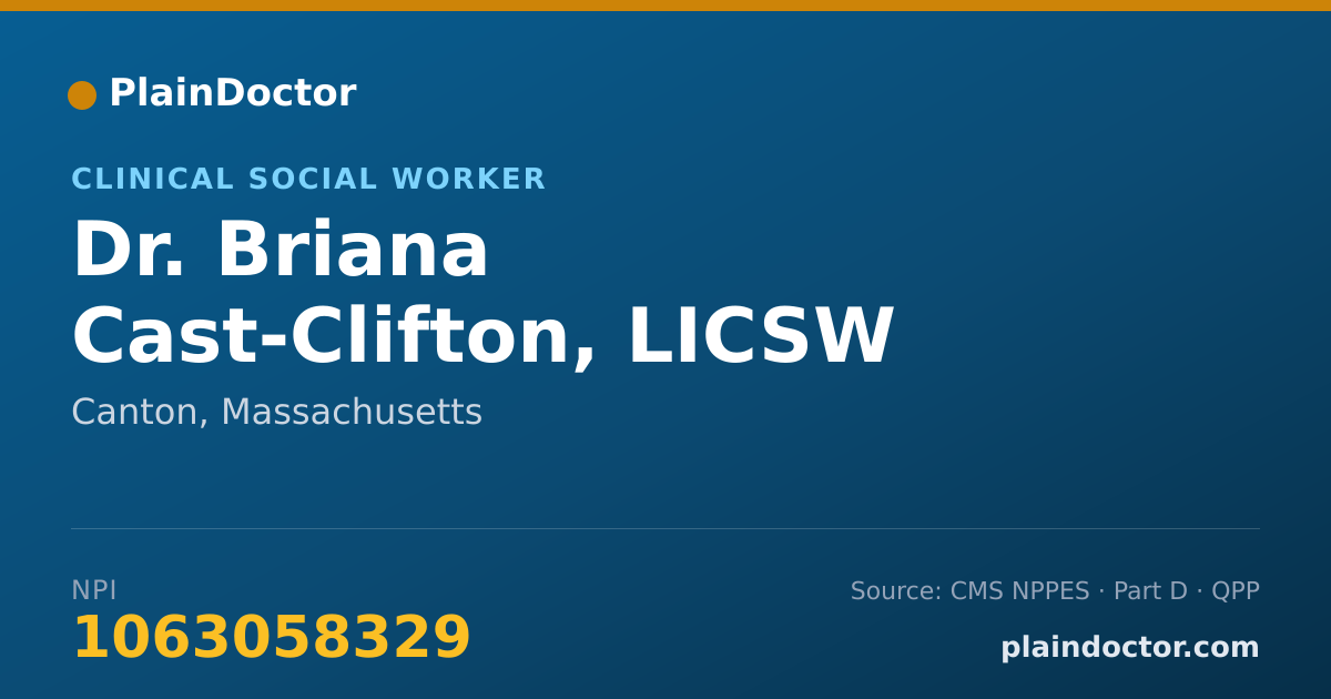 Shareable card for Briana Cast-Clifton, LICSW - Clinical Social Worker, Canton, MA