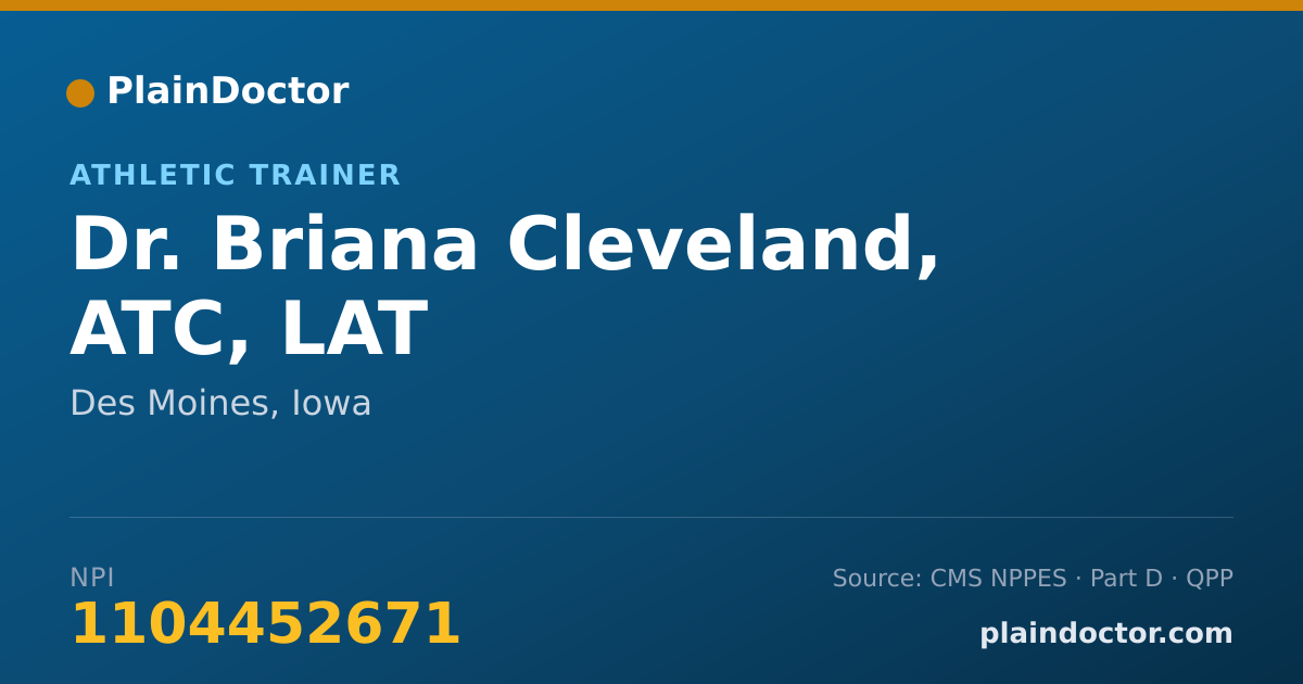 Shareable card for Briana Cleveland, ATC, LAT - Athletic Trainer, Des Moines, IA